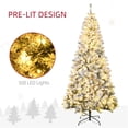 thumbnail image 2 of 7.5ft Pre-lit Artificial Christmas Tree with Incandescent Warm White Lights, Snow Flocked Full Pre-Lit Xmas Tree with 1188 Branch Tips, 500 Incandescent Lights & Foldable Stand, Green, 2 of 7