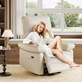 thumbnail image 3 of Power Recliner Chair, 270° Swivel Rocking Glider with USB Charging Port, PU Leather Upholstered Fabric and Button Tufted Backrest, Ergonomic Nursery Chair for Living Room (Cream), 3 of 8