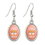 That's S'More Like It Funny Humor Novelty Dangling Drop Oval Charm Earrings