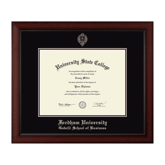 Framerly - Fordham Business Diploma Frame with Black and Maroon Mat