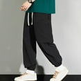 thumbnail image 6 of YABCSAZ Cargo Pants for Men Solid Color Casual Lightweight Drawstring Trousers Pants with Pockets, Relaxed Fit Stretch Long Pants for Workout, Jogging, Running, 6 of 9