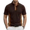 thumbnail image 2 of Gamivast Mens Henley Shirts Color Block Ribbed Texture Button Casual Shirts Slim Fit Muscle Top Tee Shirts Summer Daily Work Vintage Streetwear Party, 2 of 4