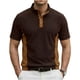 thumbnail image 2 of Ceisia Men's Loose Fit Ribbed Polo Shirt Short Sleeve Stand Collar Color Block Casual Daily Summer Tops Coffee S Gifts, 2 of 4