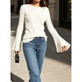 thumbnail image 2 of Womens Bell Long Sleeve Tops Going Out Knitted Pullover Sweater 2025 Fall Fashion Lightweight Winter Shirts, 2 of 6