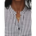 thumbnail image 5 of INSPIRE CHIC Women's Dress Plaid V Neck 3/4 Sleeve A-Line Dresses XS Black White, 5 of 7