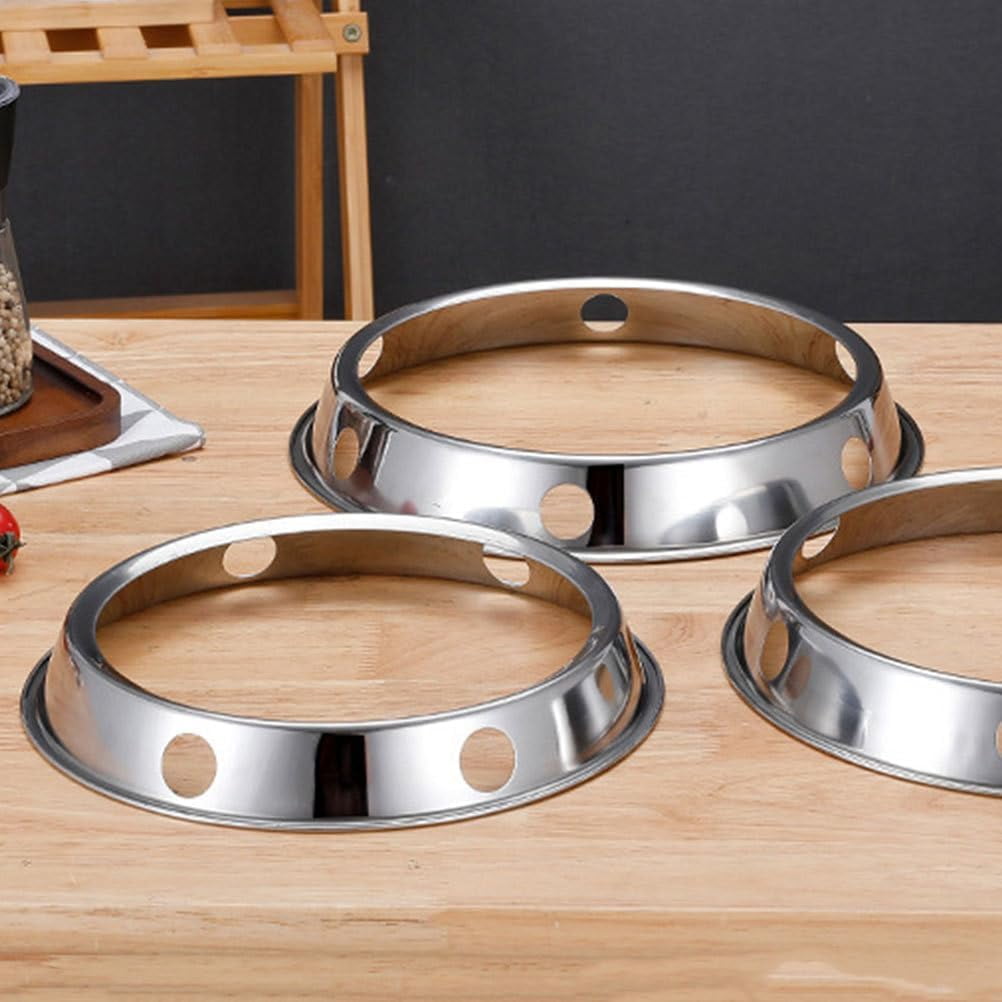 ABCISI 2 Pack Stainless Steel Wok Rings for Gas Stove, Durable Pot Holder Set, Universal Wok Ring Stand Fits Most Home Kitchens & Restaurants, Heat Resistant Cooking Rack for Wok and Frying Pan,9.2in