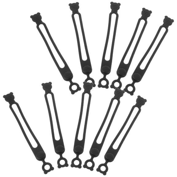 OULII Reusable Silicone Cable Ties for Organization Black 10 Pieces Compact and Durable 10Pcs
