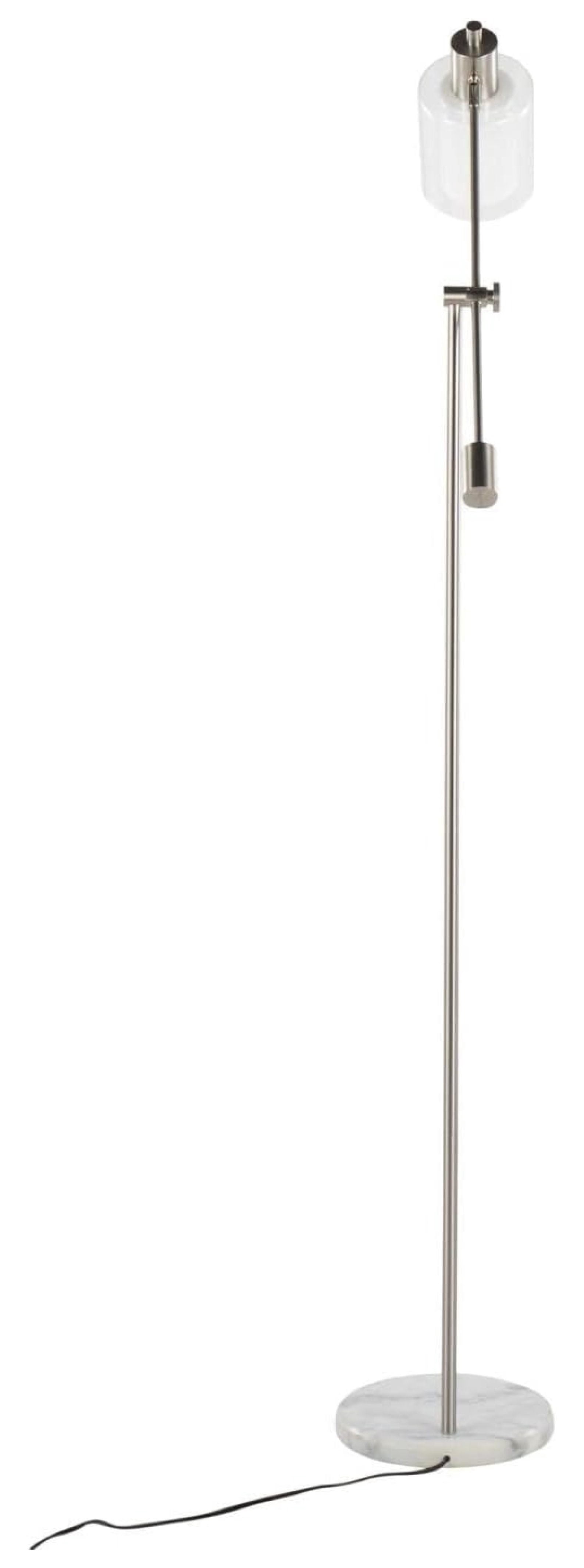 Marcel Floor Lamp, Floor Lamps for Living Room, Floor Lamp for Bedroom, Standing Lamp, Tall Lamp, Living Room Lamp, Bedroom Lamp, Corner Lamp White Marble, Nickel Metal, Frosted Glass, Clear Glass