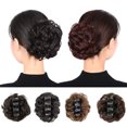 thumbnail image 3 of Piezas de cabello falsas elásticas Scrunchy para las mujeres Pin de agarre rizado del clip del pan del cabello sintético Chignon, 3 of 8