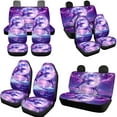 thumbnail image 3 of Garronmavis Purple Dolphin Car Seat Covers Set with Full Surround Auto Headrest Cover+Handbrake Gear+Shift Knob Cover+Auto Cup Coaster+Wristlet Keychain All Season Fit For Sedan Van Truck, 3 of 7