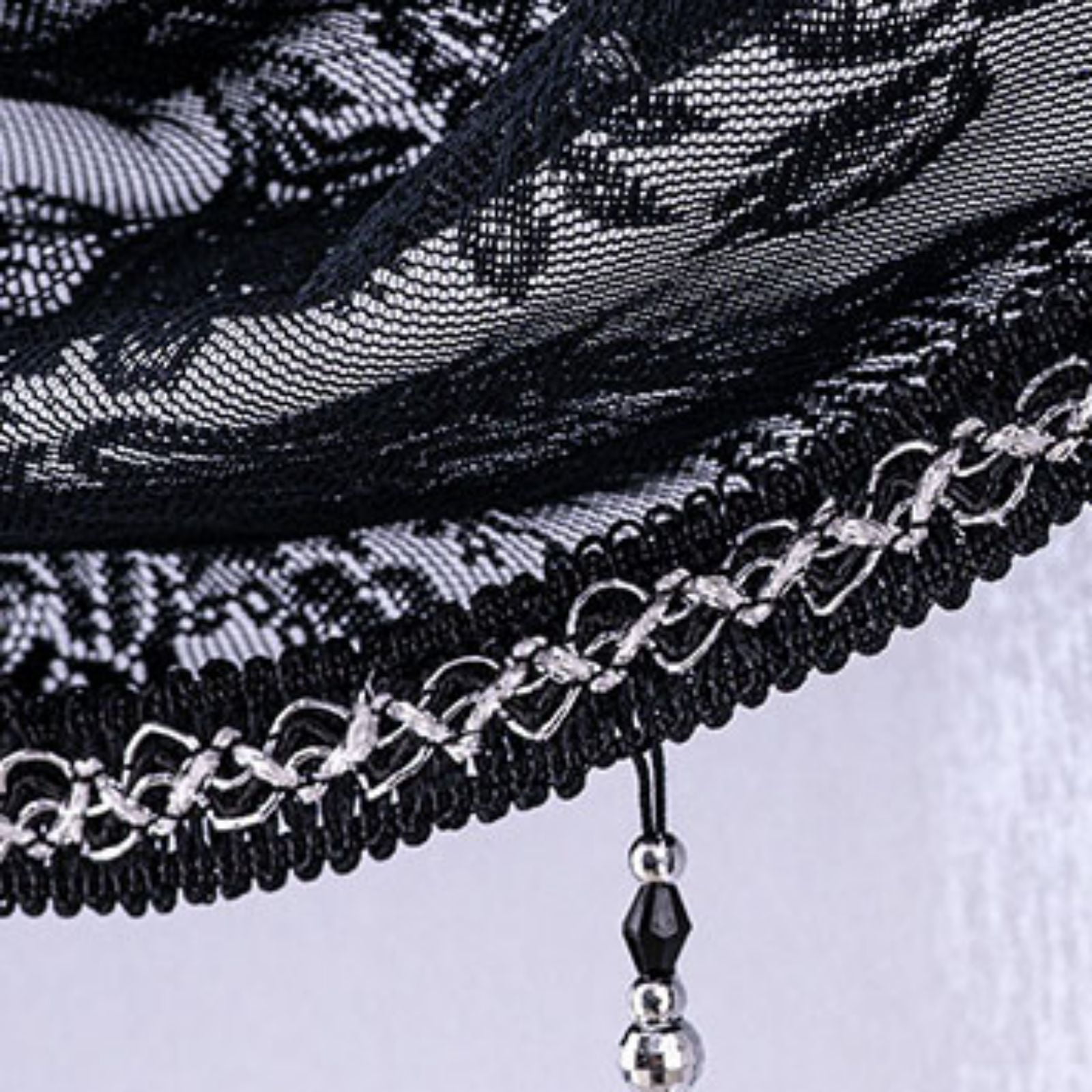 Sheer Lace Waterfall Window Valance with Bead Tassels Floral Embroidered Valance Curtains Semi Sheer Rod Pocket Valance/Swags for Bedroom/Living Room/Kitchen/Basement