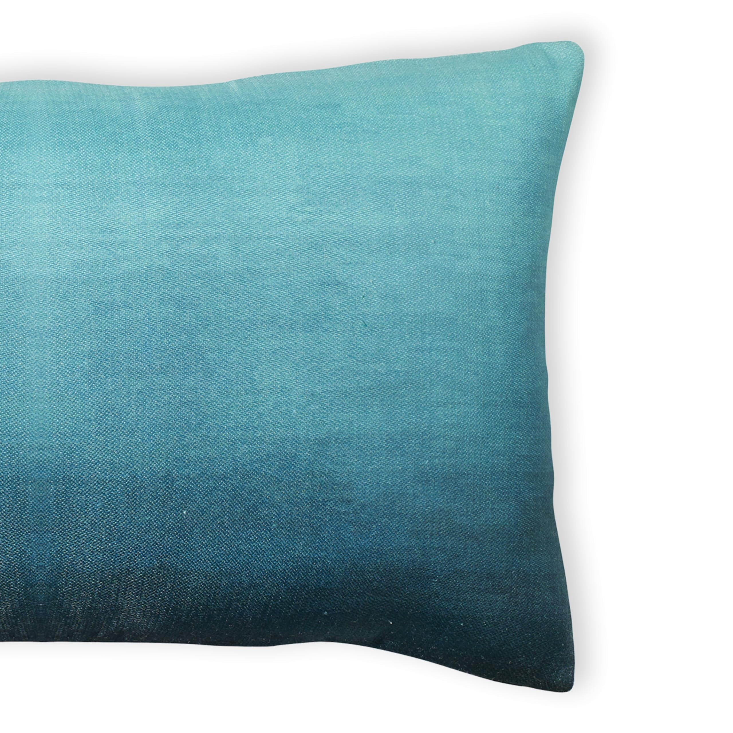 Fab Habitat Indoor/Outdoor Lumbar Pillow Made from Recycled Polyester Yarn - Double Sided, Stain Resistant, Machine Washable - Ombre - Patio, Deck, Porch, Living Room - Big Sur Teal (14" x 24")