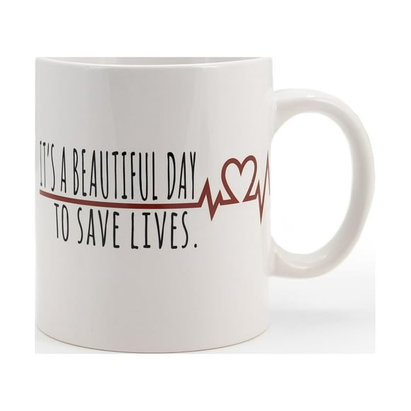 Greys Anatomy Derek Coffee Mug | It's A Beautiful Day To Save Lives | 16 Ounces