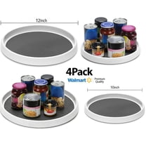 【4 Pack】12-Inch (2) & 10-Inch (2) Non-Skid Lazy Susan Turntable - Spinning Storage for Kitchen Cabinet, Pantry, Fridge, Vanity | Spice/Food Organizer Spinner