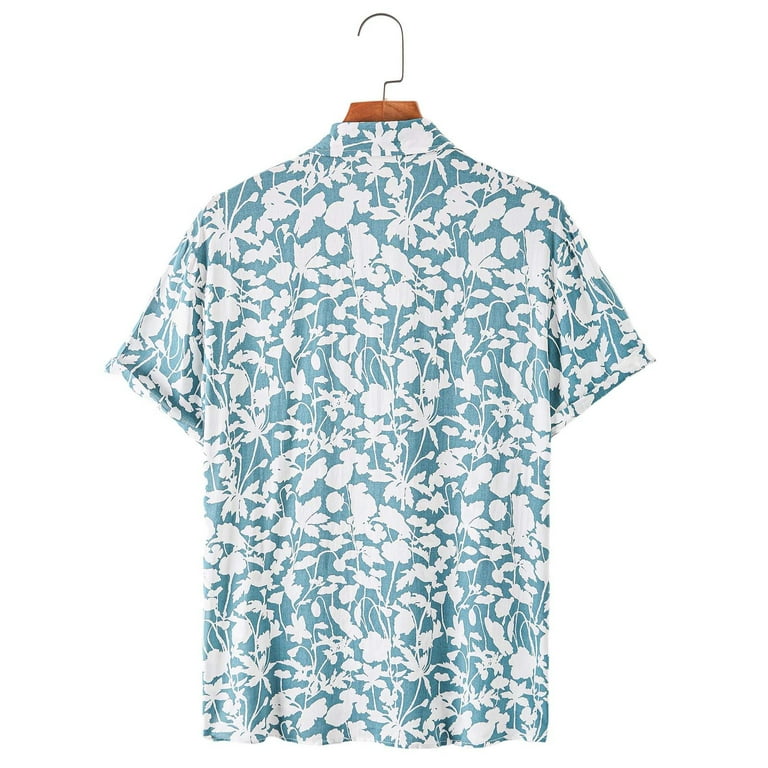 Amtdh Graphic Shirts for Men Clearance Floral Print Lightweight Casual Blouses Guys Cool Clothes Spring Summer 2024 Short Sleeve Lapel Soft Fitting