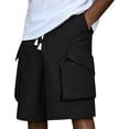 thumbnail image 2 of Men's Hiking Cargo Shorts Quick Dry Lightweight Elastic Waist Drawstring Travel Shorts with Multi Large Pockets for Fishing Camping Golf Black S, 2 of 9