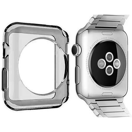 Apple Watch Series 3 42mm Case, SEE-THRU BLACK TRANSPARENT SMOKE FLEXIBLE SKIN COVER FOR APPLE WATCH (iWatch Series 3,