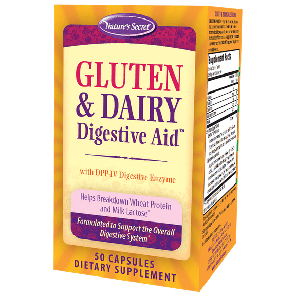 Nature's Secret Gluten & Dairy Digestive Aid - 50 Capsules - Helps Break Down Wheat Protein & Milk Lactose - 25 Servings
