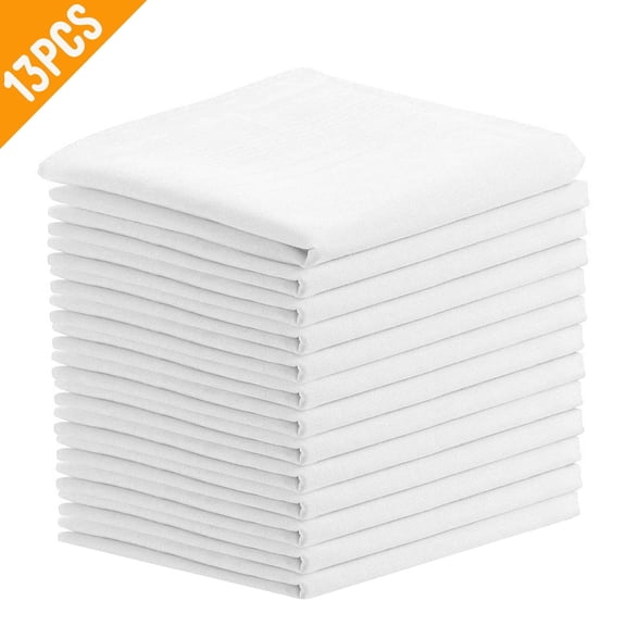 13pcs 100% Cotton White Handkerchiefs,15''x15'' Men's Hankies,Classic Pocket Square for Business and Wedding