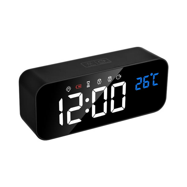 Reloj Despertador Electrónico Digital Naiovety Control de Voz Recargable Negro HA083552-02B