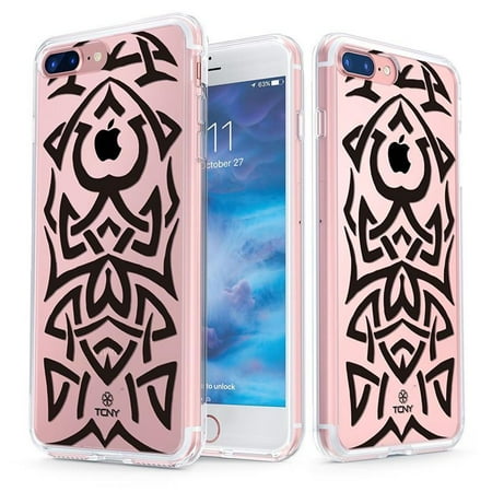 Iphone 6 Case Samoan Tattoo iPhone 7 Plus Tribal Tattoo Case - True Color Clear-Shield Samoan Tribal Tattoo Printed on Clear Back - Soft and Hard Thin Shock Absorbing Dustproof Full Protection Bumper Cover ()