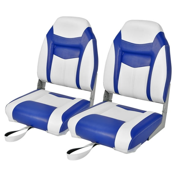 Costway 2 Pack High Back Folding Boat Seats with Sponge Cushion & Flexible Hinges
