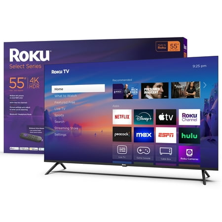 Roku Smart TV 2025 – 55-Inch Select Series 4K HDR TV – Roku TV with Enhanced Voice Remote