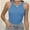 Blue, variant on Women's Sleeveless Full Length Fitted Racerback Workout Crew Neck Basic Tank Top