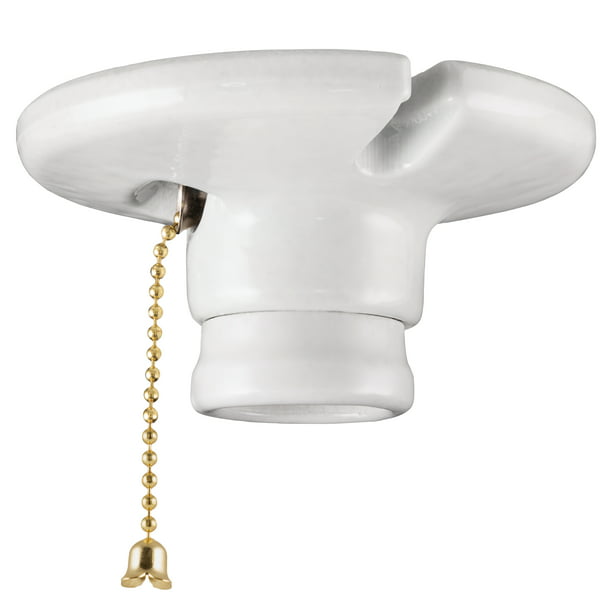 Gneral Electric Porcelain Lamp Socket Medium Base Pull Chain White 18303 Com - Can You Add A Pull Chain To Ceiling Light