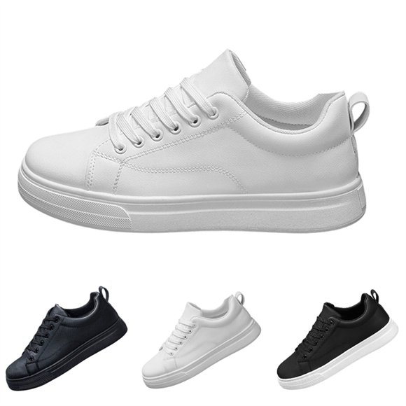 Men's Waterproof PU Leather Casual Sneakers Non-Slip Wedding Ready Dress Shoes Gala-Ready Comfort Classic White Black Gray Bar to Banquet Essential White