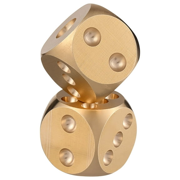 LEORX Golden Brass Game Dices for Entertainment Use Solid and with Detail 13x13x13mm