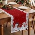 thumbnail image 3 of Red Snowman Christmas Dresser Scarf Farmhouse, Dining Table Decorations for Wedding/Parties, Xmas Snowflake Winter Ball Table Runner 120 Inches Long for Kitchen Dining, 13 x 120 In, 3 of 9