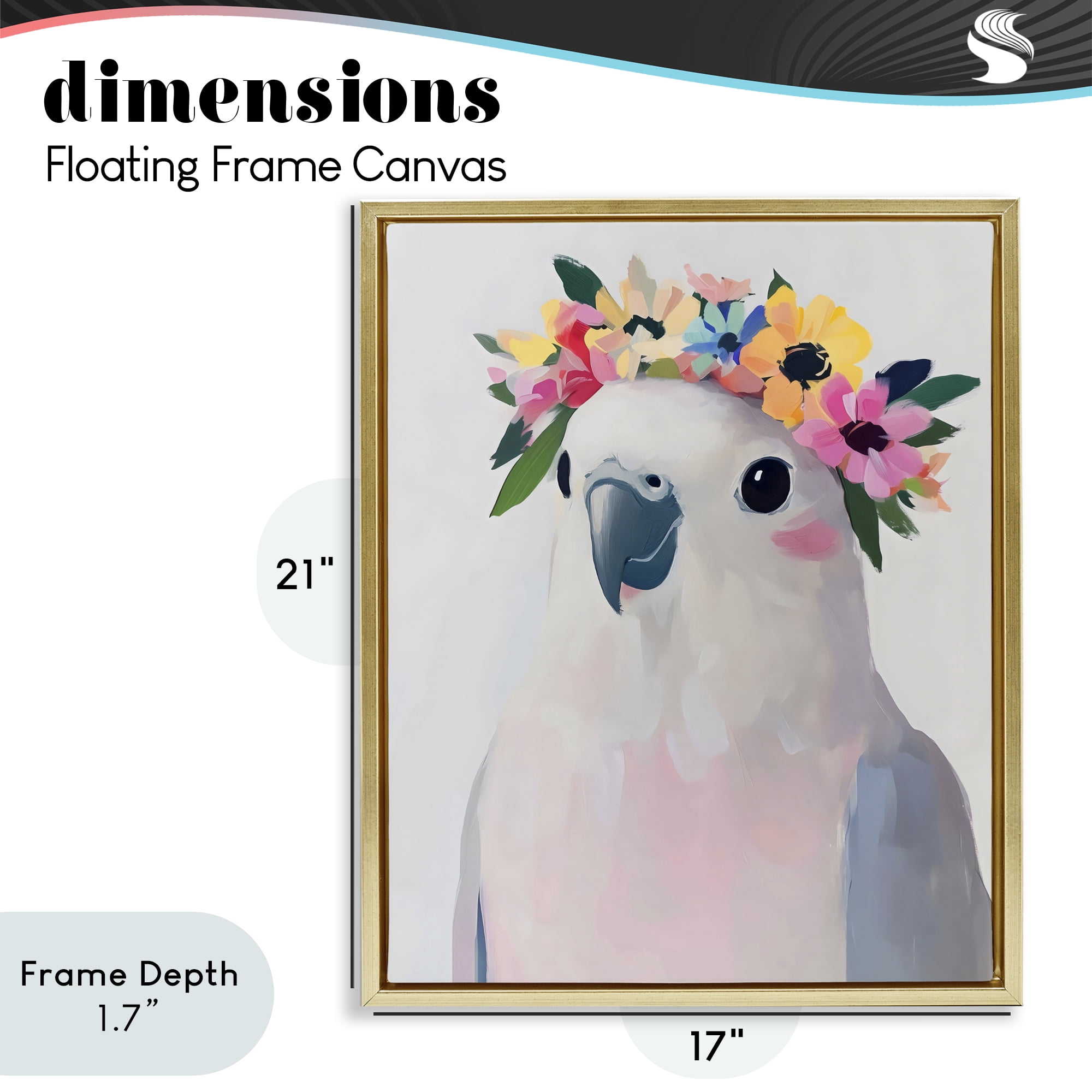 Stupell Industries Flower Crown Dove Gold Framed Floater Canvas Wall Art, design by The Prints Vibe