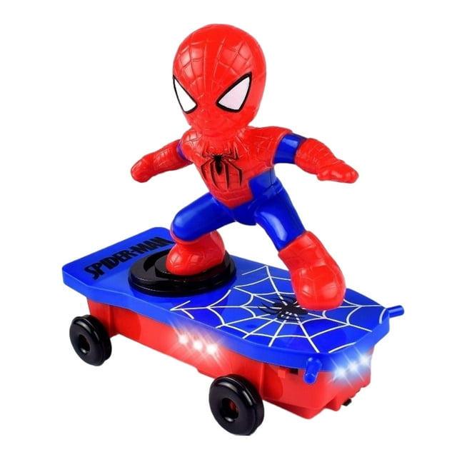 Spider-Man Scooter eléctrico Tumbling Stunt Car Spider-Man Boy Coche juguete educativo para (azul) (infracción no en los estantes) (fondo azul fondo enviado al azar)