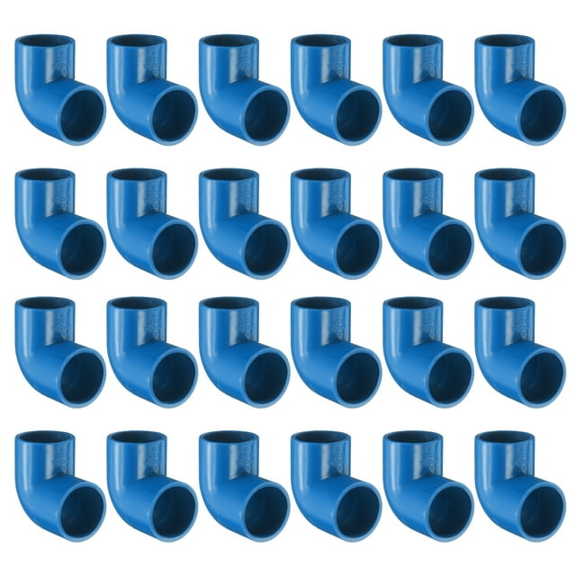 Uxcell 24Pcs 3/4" 90 Grados Codo Accesorios de Tubo, Grado de Construcción de Muebles Adaptador de Esquina de 2 Vías de 90 Grados para Conexión de Muebles de Construcción DIY, Estante de Jardín, Azul
