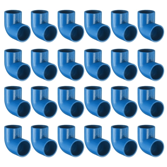 Uxcell 24Pcs 3/4" 90 Grados Codo Accesorios de Tubo, Grado de Construcción de Muebles Adaptador de Esquina de 2 Vías de 90 Grados para Conexión de Muebles de Construcción DIY, Estante de Jardín, Azul