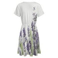thumbnail image 5 of Lavender Flowers on White Background Short Sleeve Dress Women Summer Evening Dresses Ladies Sundress, 5 of 7