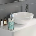 thumbnail image 3 of nu steel Sea Foam Collection Tumbler Cup, Holder for Makeup, Toothbrushes, Brushes On Bathroom, Vanity Countertops, College Dorm, Aqua Finish, Mosaic Glass/stainless steel, Model:SF5H, 3 of 4