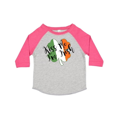 

Inktastic Kiss Me I m Irish Clover and Irish Flag Gift Toddler Boy or Toddler Girl T-Shirt