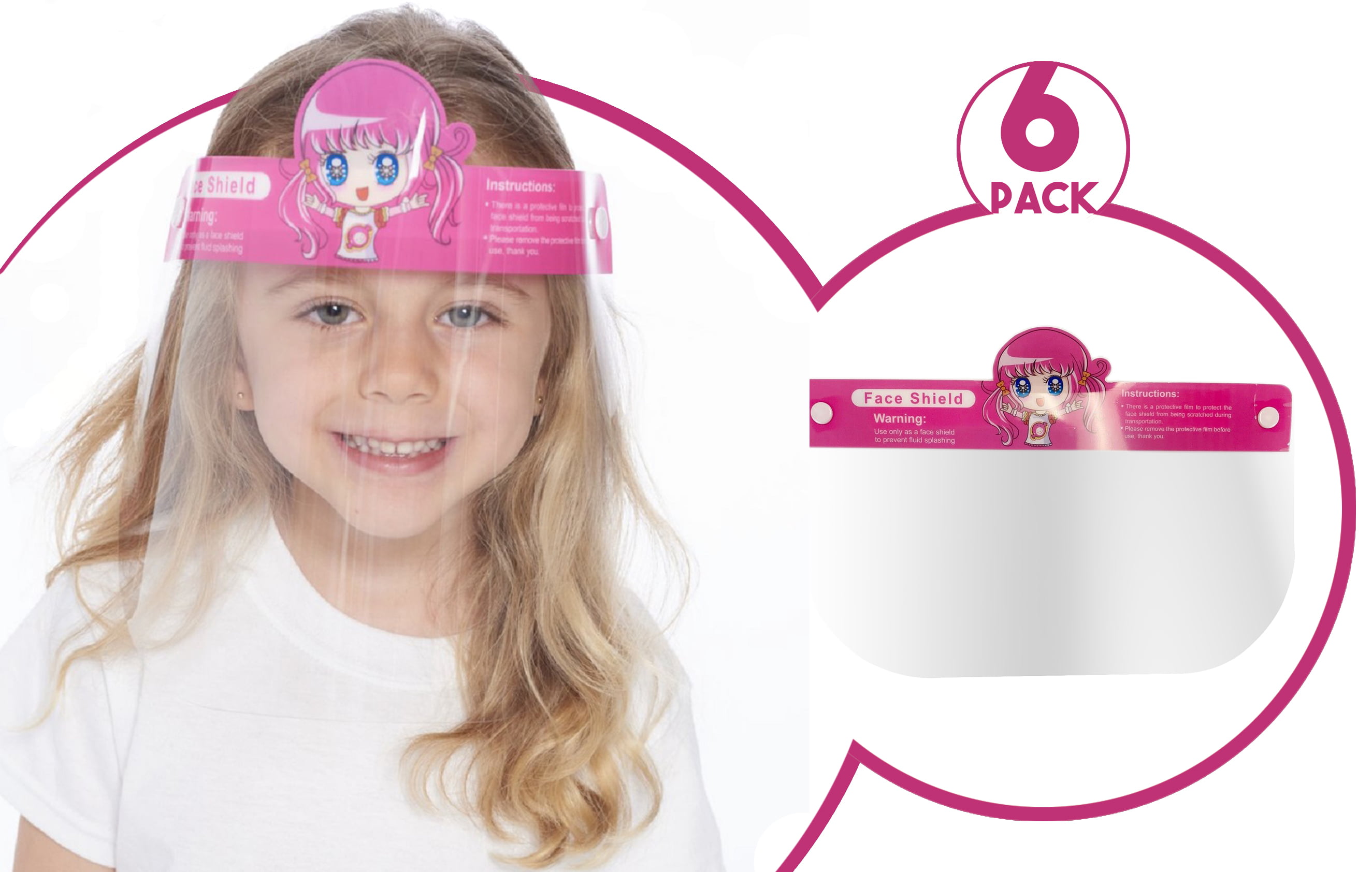 pink face shield safety pack of 2 