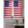 thumbnail image 4 of American Flag Curtains 45 Inch Length, Sheer Curtains for Bedroom Living Room Window Retro Rustic Stars And Stripes US Flag Rod Pocket Voile Drapes Kitchen Curtains Small Half Window 42"x45" 2 Panels, 4 of 6