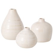 Sullivans Set of 3 Small Round Vases 6"H, 4.5"H, & 3.75"H Off-White