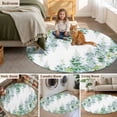 thumbnail image 6 of Green Flowers Round Living Room Rugs 3.3 ft, Watercolor Green Wisteria Floral Washable Area Rug with Non-Slip Sturdy Edge Binding Round Front Door Mat Floor Carpet for Entryway, 6 of 9
