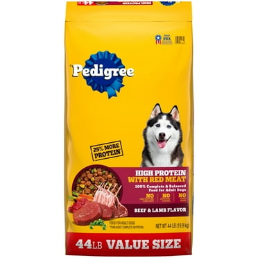 Pedigree High Protein Adult Dry Dog Food Beef And Lamb Flavor Dog Kibble, 44 Lb