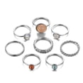 thumbnail image 3 of Boho Retro Stackable Rings Sets for Teen Girls Women,Peak Sea Wave Compass Turquoise Rhinestone Knuckle Joint Finger Kunckle Nail Ring Sets, 3 of 5