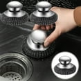 thumbnail image 2 of Stainless Steel Wool Scrubber with Handle | Detachable Rust-Proof Metal Scouring Pad | Heavy-Duty Kitchen Brush for Pots Pans Stoves Sinks | 2-Pack, 2 of 7