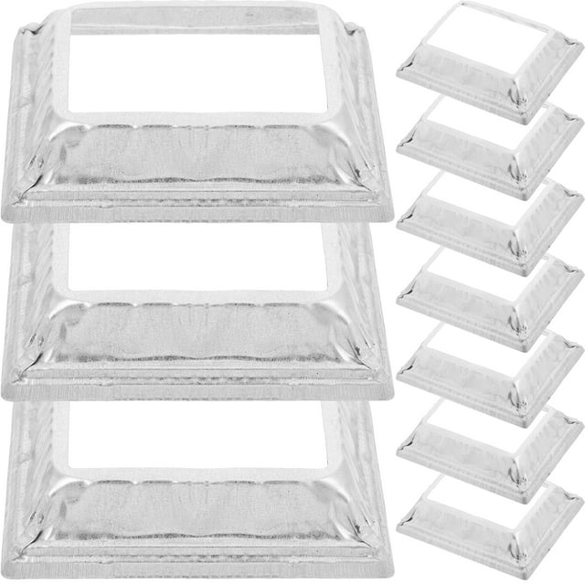 10pcs Metal Railing Base Covers Rectangle Iron Post Base Cover Deck Railing Base Brackets Covers for Balcony Stair Railing Support