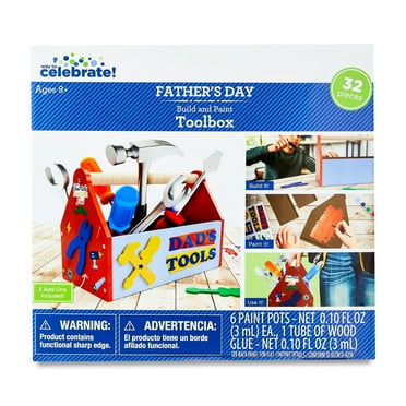 Father's Day Build and Paint Toolbox Arts and Crafts Kit, 32 Pieces, by Way To Celebrate