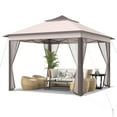 thumbnail image 1 of Gymax 11 x 11 ft Pop up Gazebo 2-Tier Patio Canopy Tent Shelter w/ Carrying Bag Beige, 1 of 6