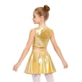 thumbnail image 4 of Haitryli Kids Cheer Outfit Hip Hop Dance Dress Sets 2 Pcs Shiny Skirt And Top Set for Stage Performance Yellow 6-10, 4 of 7